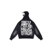 Sweat à capuche ample et décontracté pour homme, style streetwear, imprimé crâne 'That's a Awful Lot of Cough Syrup', grammage lourd 450g, vente en gros