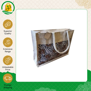 Premium Quality Promotional Eco Friendly 100% Jute Shopping Women Hand Bags with Weaved Padded Handle and Top Zipper Bag - Product Image 3