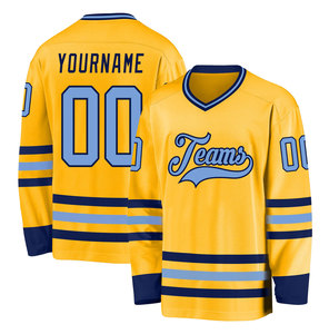 Camiseta de Hockey sobre Hielo Personalizada para Equipos, Gris Azul, Cuello en V, Manga Larga, 100% Poliéster, Transpirable, Unisex, para Adultos - Product Image 4
