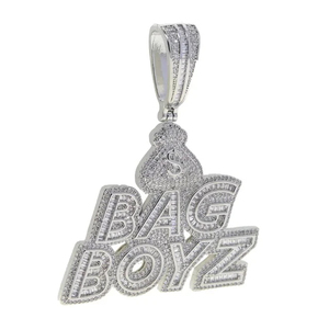 <b>Custom</b> 925 Silver Hip hop Style Full Iced Rhodium Plated Letter <b>Name</b> Baguette Moissanite Diamond Pendants Bling <b>Necklace</b> Parties - Product Image 6