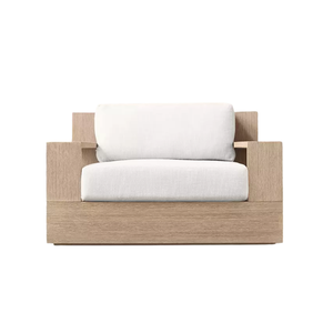 Elegante Silla de Jardín de Teca, Resistente a la Intemperie, con Cojín Suave, Reposabrazos Anchos, Mueble de Lujo para Hotel - Product Image 1