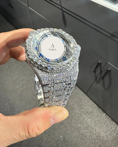 Montre de luxe de haute qualité, blanche et bleue, sertie de diamants, mouvement à quartz de précision, pour homme, décontractée, pour les clubs et les sorties nocturnes - Product Image 4