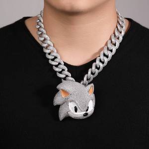 Collar con Colgante de Sonic the Hedgehog, Unisex, Chapado en Rodio, Cristal de Moissanita, Estilo Hiphop, Dibujos Animados, Uso Diario - Product Image 3