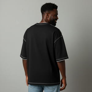 T-shirt pour homme en coton 100% lourd 210GSM, écologique, séchage rapide, coupe ample, épaules tombantes, col rond, respirant et confortable - Product Image 2