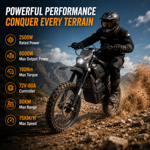 Bicicleta Eléctrica Todoterreno de Aluminio con Motor Central de Accionamiento Directo, 7000W Pico, 250Nm Torque, Batería de Litio 72V25Ah, LED - Product Image 2