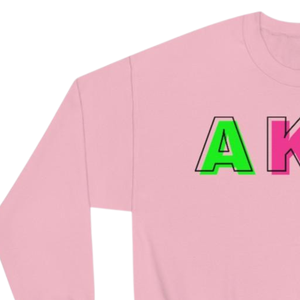   Sweat-shirt à col rond imprimé avec le blason de la sororité grecque, en polaire premium, vêtements de sororité grecque personnalisés, rose clair - Product Image 2