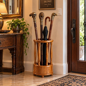 Canne de marche en bois personnalisée, faite à la main, avec poignée courbée sculptée, détails en laiton, design vintage classique - Product Image 4