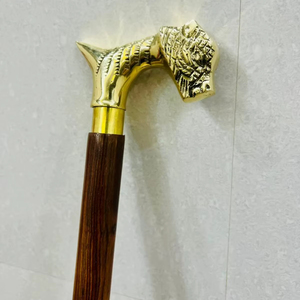 Bastón Multifuncional Hecho a Mano de Madera de Palisandro con Empuñadura de Cabeza de Tigre de Latón de Uttarakand - Product Image 1