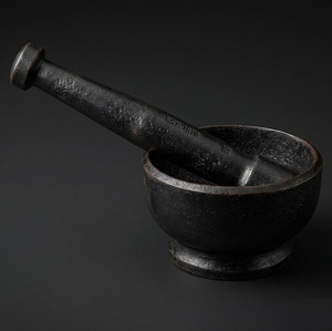 Juego de Mortero y Pilón de Hierro Blanco Hecho a Mano al por Mayor, Estilo Antiguo, de Gres, para Moler Hierbas y Especias, Utensilio de Cocina para Uso Doméstico - Product Image 3