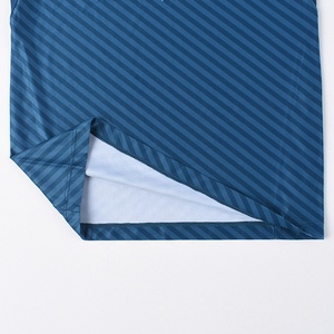Camiseta Deportiva Personalizada para Hombre, Manga Corta, Ajustada, Azul a Rayas, Absorbe la Humedad, Transpirable, Secado Rápido, para Todas las Temporadas - Product Image 6