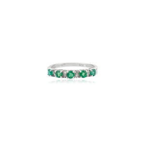Wholesale 925 Sterling <b>Silver</b> Half Eternity Band <b>Ring</b> Natural <b>Emerald</b> & Diamond Prong Set Fine Jewelry for Wedding & Party Wear - Product Image 3
