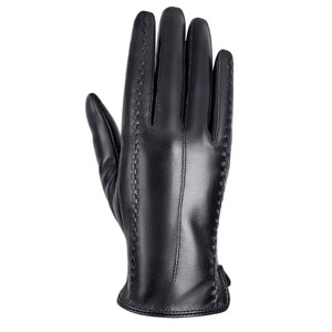 Gants en cuir véritable noir de qualité supérieure pour femmes, pour l'hiver, le cyclisme en plein air, thermiques, compatibles avec les écrans tactiles, de haute qualité, durables et confortables - Product Image 2