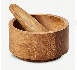 Juego tradicional de mortero y pilón de madera para moler especias, chutneys y mezclas culinarias frescas caseras. - Product Image 6