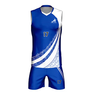 Uniforme de voleibol para hombre de alto rendimiento, tela de malla transpirable, conjunto de camiseta y pantalones cortos de secado rápido para entrenamiento y partidos. - Product Image 1