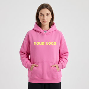 Custom Letter Print Unisex Oversized <b>Hoodie</b> with Heavyweight Cotton Fleece for Women's <b>Pink</b> Sweatshirt - Product Image 1