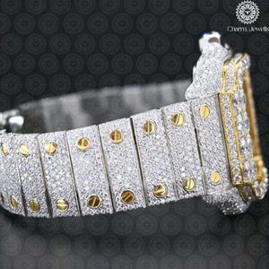 Montre de luxe pour homme Charm Jewells, boîtier en acier inoxydable, lunette sertie de diamants, mouvement mécanique, cadran de 40 mm, bracelet en silicone, 10 bars - Product Image 3