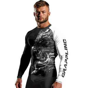 Rashguard de manga larga para mujer, tela elástica, logotipo personalizado, para artes marciales, grappling, entrenamiento, Rash Guard para hombre en venta - Product Image 2