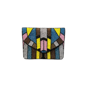 Bolso de mano bordado a mano al por mayor con cuentas, bolso de hombro cruzado de lujo con patrón geométrico personalizado para mujer, para bodas y fiestas - Product Image 2