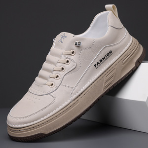 Nouveauté, chaussures de skate décontractées en cuir véritable à semelle épaisse, respirantes, antidérapantes, baskets tendance pour hommes - Product Image 2