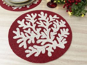 Luxury Handmade Beaded Embroidery <b>Round</b> Placemat Arabic Coffee <b>Table</b> <b>Mat</b> Decorative Mughal Style Beadwork Coaster <b>Mats</b> Pats - Product Image 3