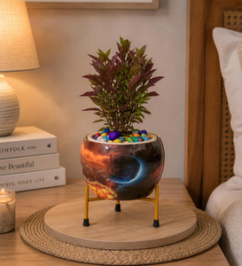 Pot de fleurs artisanal Pitalnagi Meenakari, pot décoratif en métal coloré pour plantes d'intérieur et d'extérieur - Product Image 6