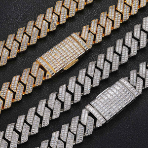 Premium Cuban <b>Chain</b> Diamond Necklace White Gold Finish Iced Out Hip Hop Jewelry Unisex <b>Rapper</b> Style <b>Chain</b> Gift for Men Women - Product Image 1