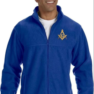 Veste polaire pour homme avec broderie carré et boussole maçonniques, fermeture éclair intégrale, importée - Product Image 1