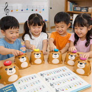 8-note Bear Shaped Push <b>Bells</b> 8 Note Diatonic Note <b>Bells</b> Early Music Learning Animal Themed Educational Music Toys Preschool - Product Image 5