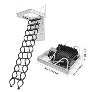 Scala retrattile per soffitta in acciaio legato, capacità 660 libbre/299,4 kg, dimensioni di apertura 39,4 x 27,5 pollici, adatta per altezze del soffitto da 8,5, 9,4, 12, 20 piedi. - Product Image 1