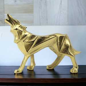 Jaffs Exports - Escultura de Lobo Dorado de 19.5 cm de Alto x 7.5 cm de Ancho x 25 cm de Largo, Decoración Artística para Mesa, Diseño Moderno, Hecho a Mano, Chapado en Oro - Product Image 2