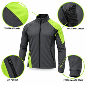 Veste de sport personnalisée pour homme, color-block, fermeture éclair, respirante, doublure en maille extensible, entraînement, course, tenue d'équipe OEM ODM - Product Image 4