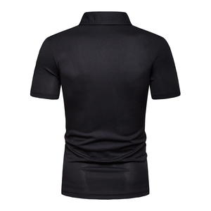 Chemise pour homme en coton 100% tricoté, anti-plis, à manches courtes, motif géométrique, style décontracté chic, gris et noir - Product Image 6