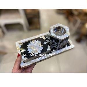 Bandeja Mubkhar de Nácar Más Vendida |   Eid Ramadan - Porta Incienso Rectangular Religioso Hecho a Mano con Incrustaciones de Perlas - Product Image 2