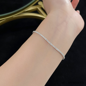 custom luxury wholesale <b>silver</b> round brilliant cut diamond <b>bracelet</b> lab grown diamond tennis <b>bracelet</b> sterling chain gift - Product Image 2
