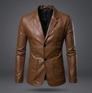Veste de motard en cuir véritable et toile BS International, imperméable, coupe-vent, unisexe, hiver, col mandarin, fermeture éclair sur le devant, coton - Product Image 4