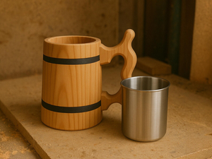 Jarra de Cerveza de Madera Hecha a Mano con Revestimiento Interior de Acero Inoxidable, Ecológica, de Madera Natural, para Bar, Pub, Restaurante y Hogar - Product Image 4