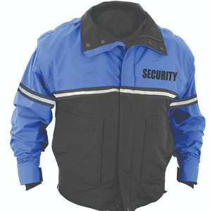 Veste de sécurité réfléchissante à col montant pour agent de sécurité, uniforme de travail, manteau d'hiver coupe-vent et imperméable, veste de patrouille de sécurité bleu-noir - Product Image 1