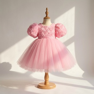 Vestido de Princesa con Mangas Abullonadas Color Rosa Pálido, Vestido Formal de Tul Suave para Bodas y Fiestas, Ajuste Cómodo, Oceania - Product Image 1