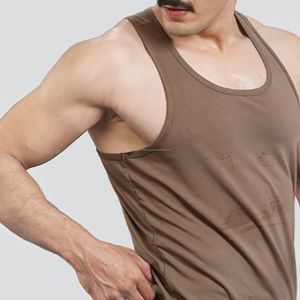 Débardeur de sport personnalisé pour la musculation, débardeur de sport pour hommes, coton et polyester, respirant, à blocs de couleur - Product Image 3