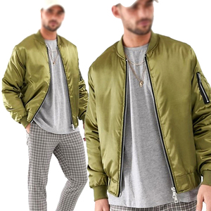 Custom <b>Men's</b> Vintage Satin <b>Bomber</b> Letterman <b>Varsity</b> <b>Jackets</b> Stand Collar Front Embroidery High Street Style OEM for Winter - Product Image 5