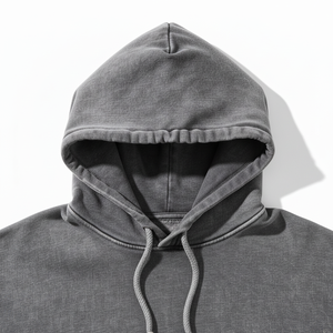 Sudadera de algodón con capucha gris para hombre, de manga corta, corte holgado, estilo casual, con logo frontal, anti-pilling - Product Image 4
