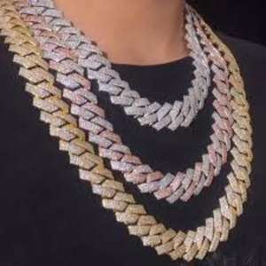 Collar de Cadena Ovalada Estilo Hip Hop para Hombre, con Diamantes, en Plata de Ley 925 o Oro de 10K/14K - Product Image 4