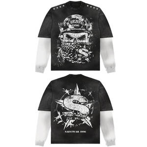 Camiseta de Doble Manga con Diseño Vibrante Serigrafiado en Tela Cómoda, Patrón Bordado Único, Camiseta de Doble Manga Suave - Product Image 4