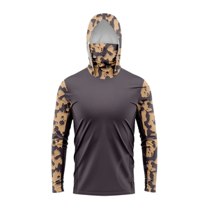 Haut de pêche intégral 100 % polyester imperméable à capuche, motif sublimé, manches longues, protection UPF50+, séchage rapide, pour activités de plein air - Product Image 4