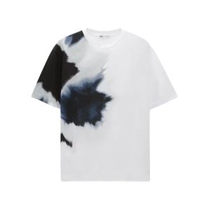 Camiseta de cuello redondo de algodón orgánico de peso pesado para hombre de talla grande, patrón sólido de gran tamaño liso, logotipo de serigrafía personalizado de punto - Product Image 1