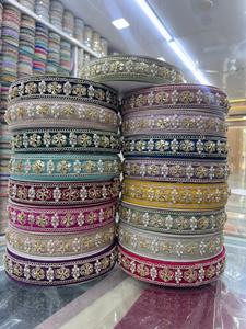 Embroidered Lace Trim Decorative Border Gold Zari Pearl Beaded Ribbon <b>Wedding</b> Dress Saree Blouse Craft Sewing Trim - Product Image 5