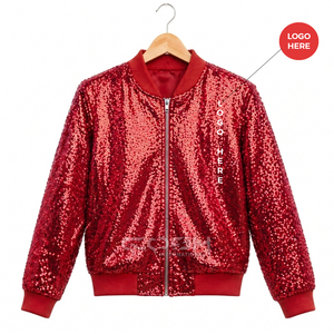 Cosh International Top Quality Sorority Custom <b>Women</b> Red Sequin Bomber Varsity <b>Jacket</b> All Over <b>Sparkle</b> Greek Apparel - Product Image 1