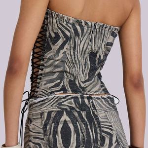 เสื้อครอปคอร์เซ็ทพิมพ์ลายแฟชั่น สำหรับใส่ไปเที่ยวคลับ เซ็กซี่ สายเดี่ยว  รับสกรีนโลโก้ได้ - Product Image 5