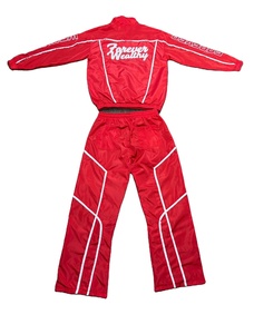 Wholesale Breathable Wind-Proof Lightweight <b>Hooded</b> Streetwear Unisex Tracksuit Red Full Sleeve Half-<b>Zip</b> Adult Summer Loose Fit - Product Image 4