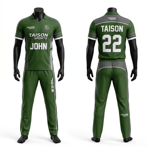 Uniforme de cricket pour hommes 180GSM en polyester interlock marron doré avec design géométrique sur les côtés, impression par sublimation, nom, numéro et logo personnalisés - Product Image 2